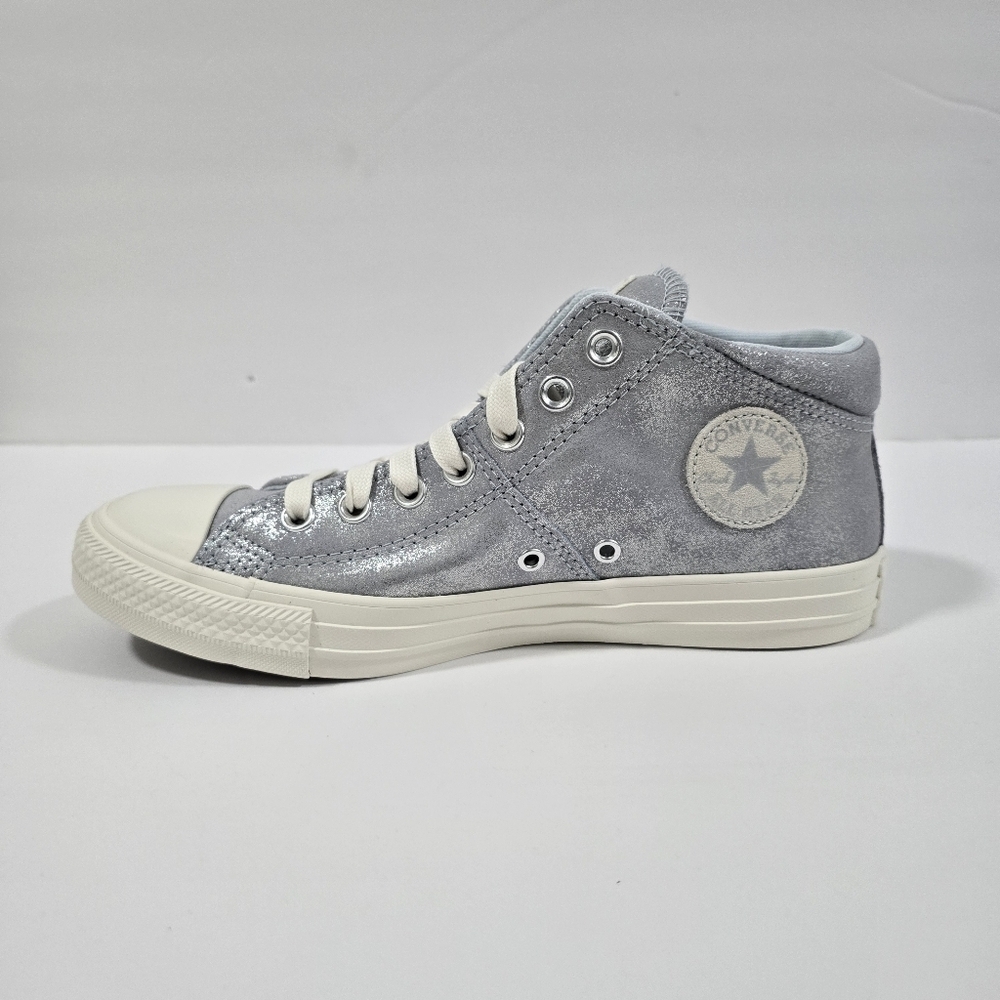 Converse Womens  Chuck Taylor All Star Silver Glitter High-Top Sneakers Size 9.5 - Picture 2 of 10